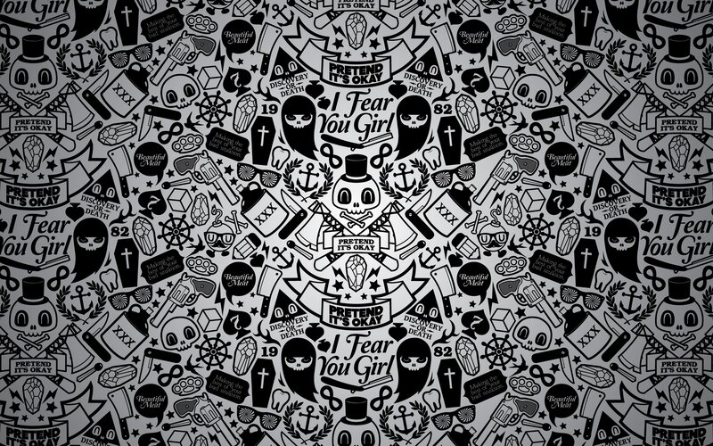 skull and weapon pattern