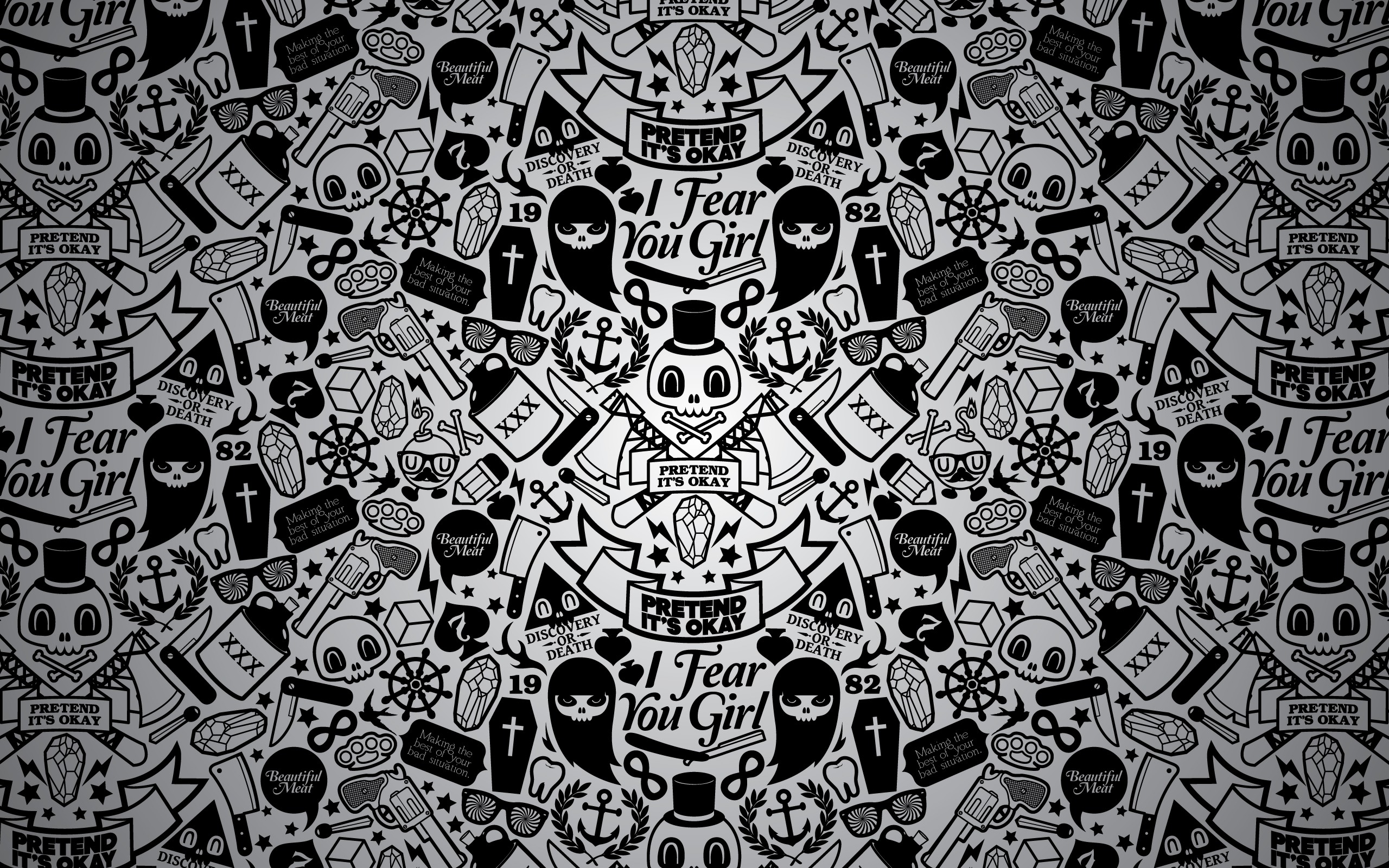 skull and weapon pattern
