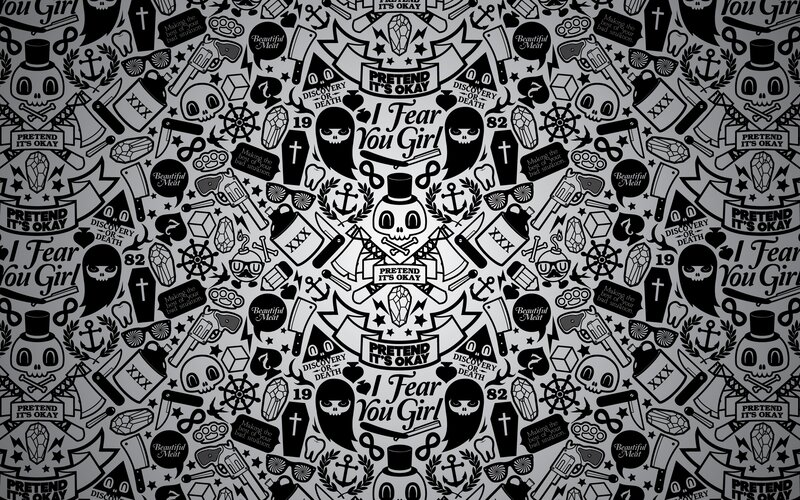 skull and weapon pattern
