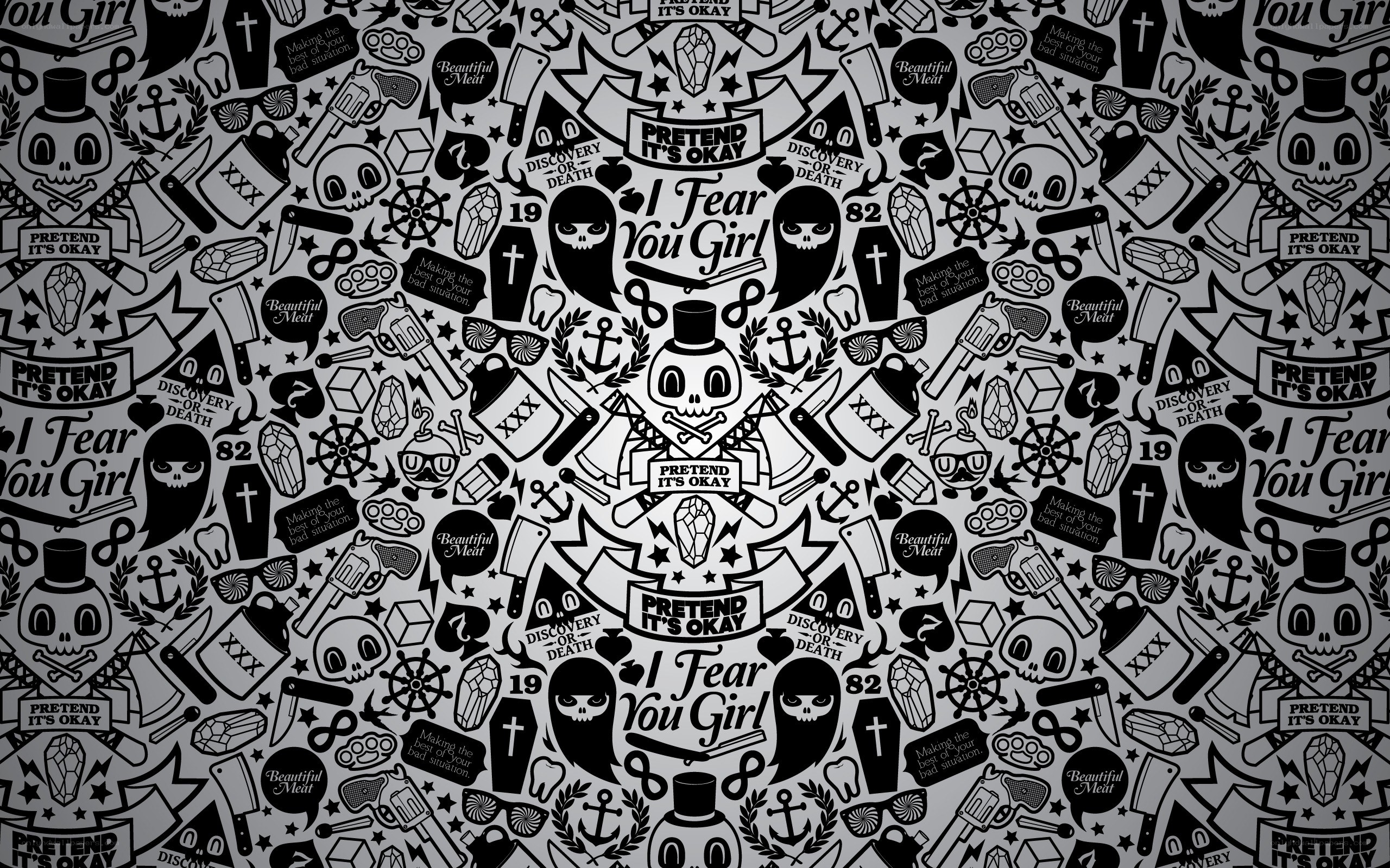 skull and weapon pattern