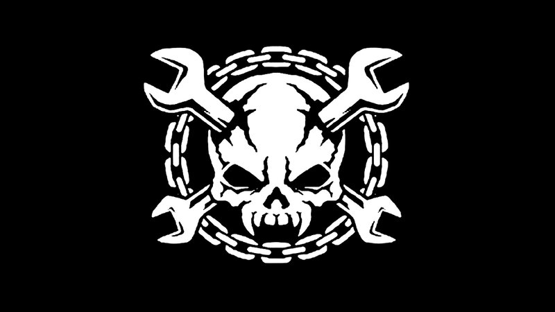 skull and wrenches logo