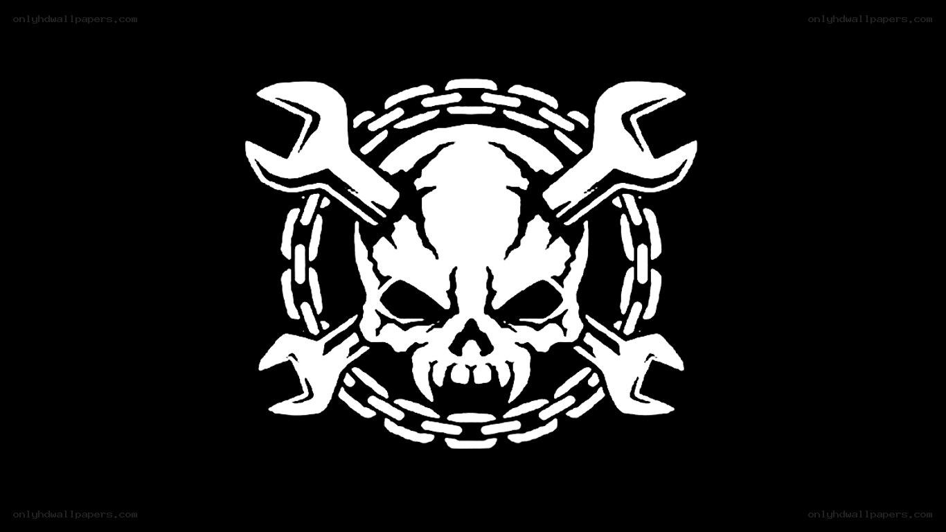 skull and wrenches logo