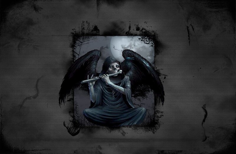 Skull Angel Playing Flute