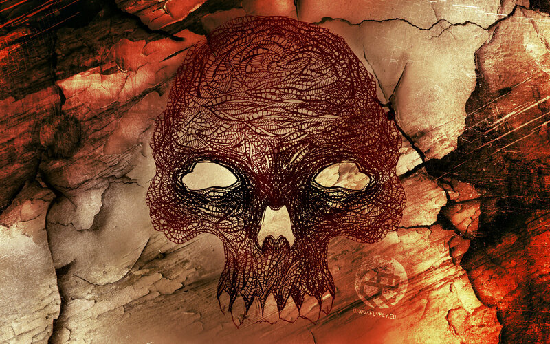 skull art on cracked surface