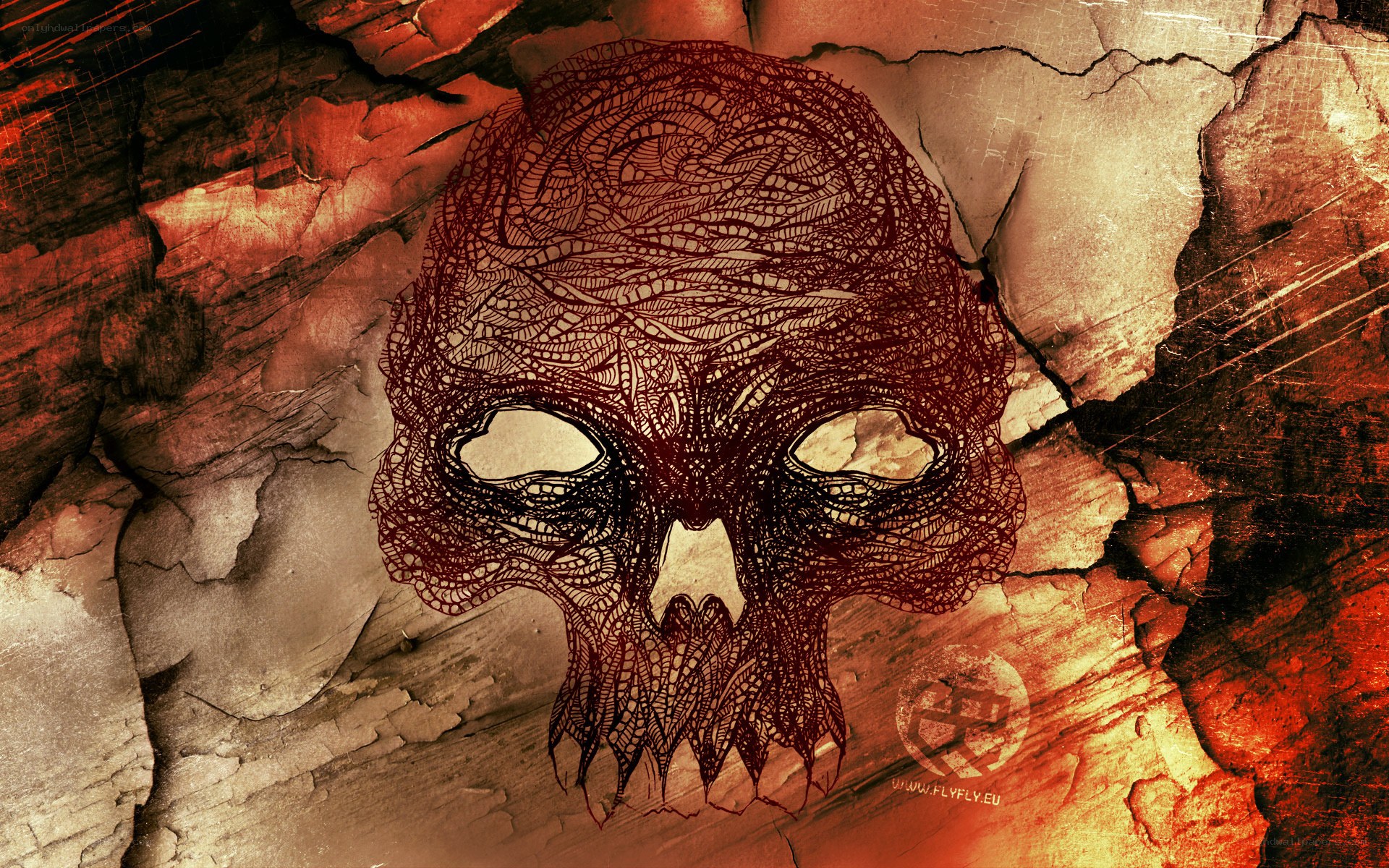 skull art on cracked surface