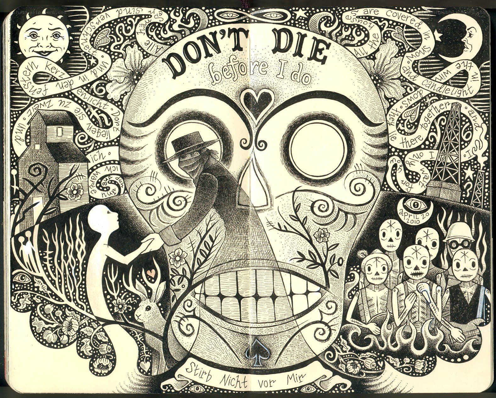 Skull Art with Text and Figures