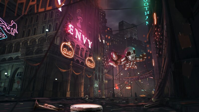 Skull Balloon in City