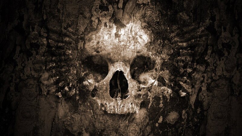 skull carved into stone