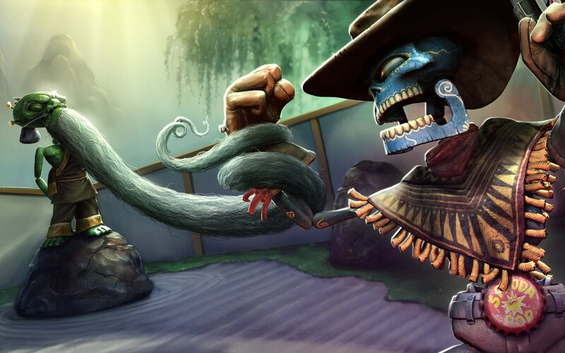 Skull character with long snake-like hair