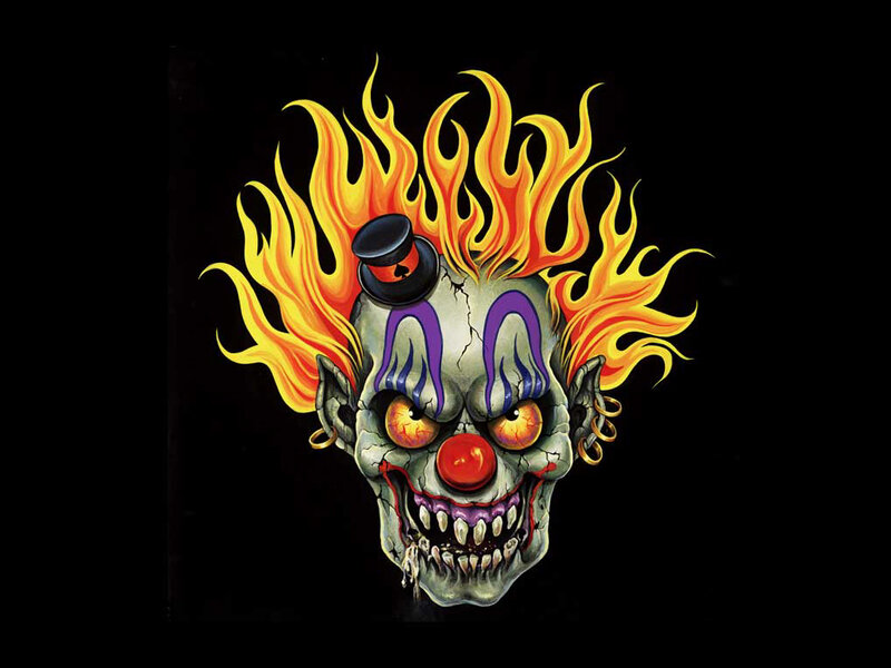 Skull Clown with Flames