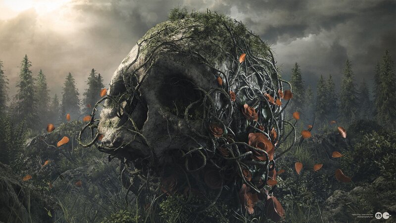 Skull Covered in Vines