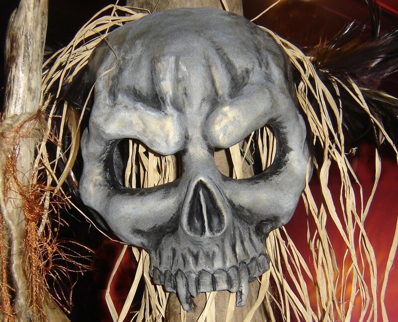 skull decoration with straw