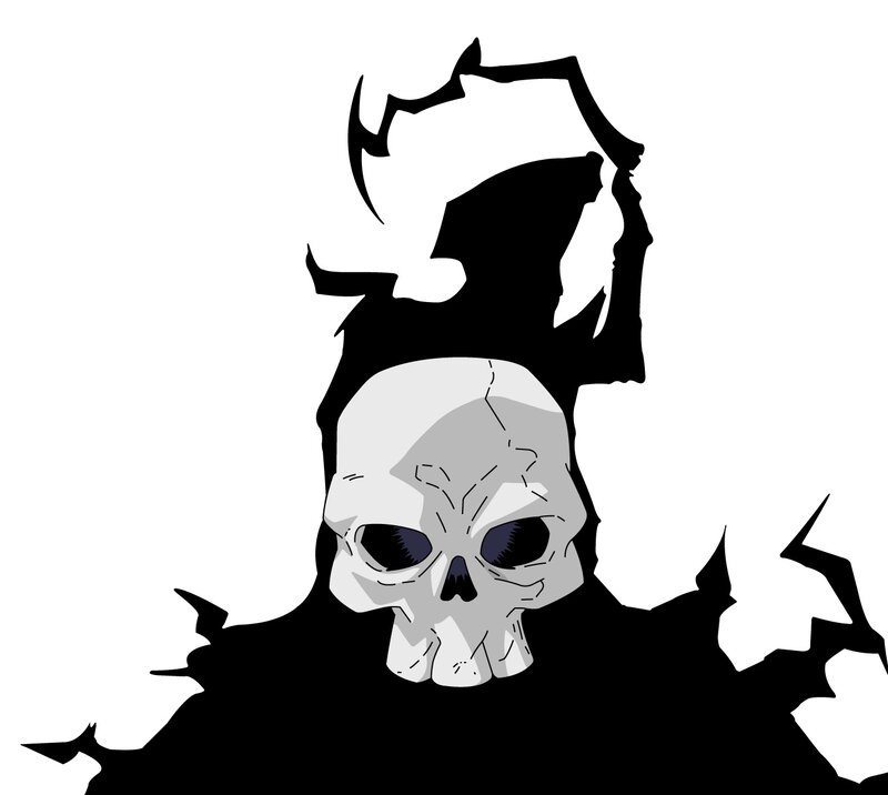 skull emerging from darkness