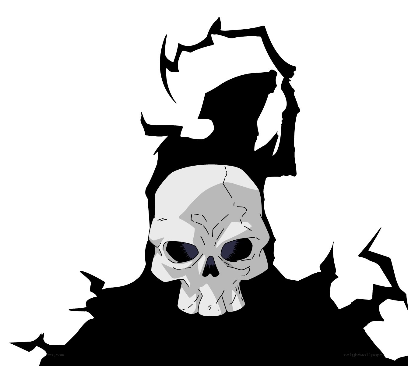 skull emerging from darkness