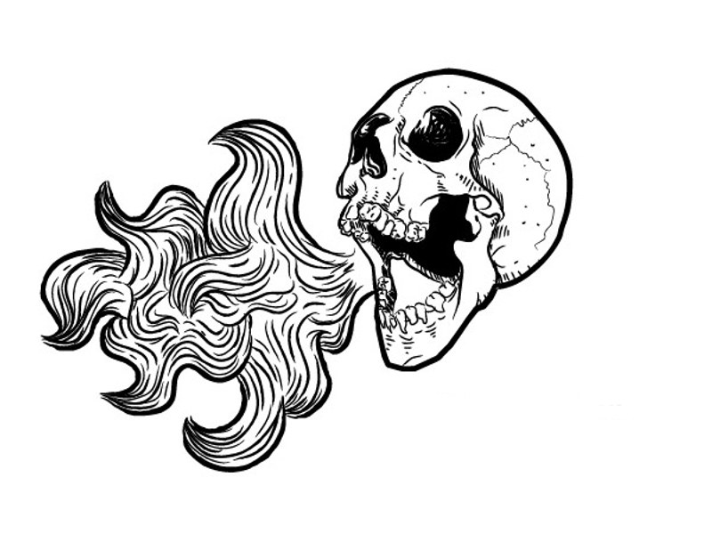 skull exhaling smoke