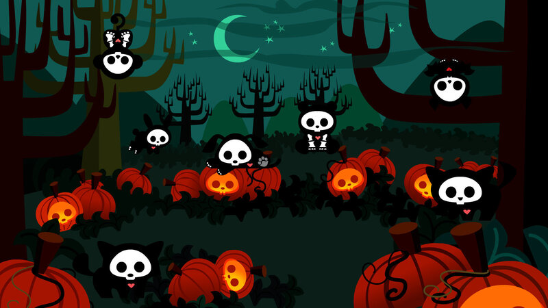 Skull-faced Creatures in Pumpkins