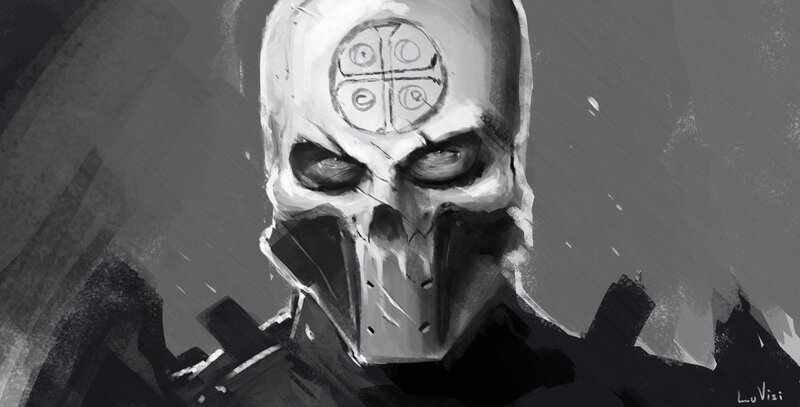 skull-faced warrior portrait