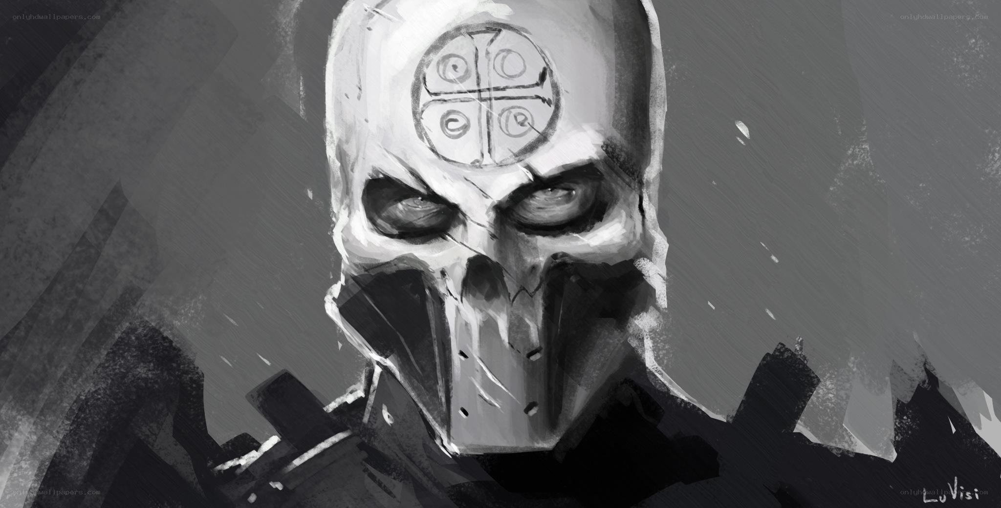 skull-faced warrior portrait