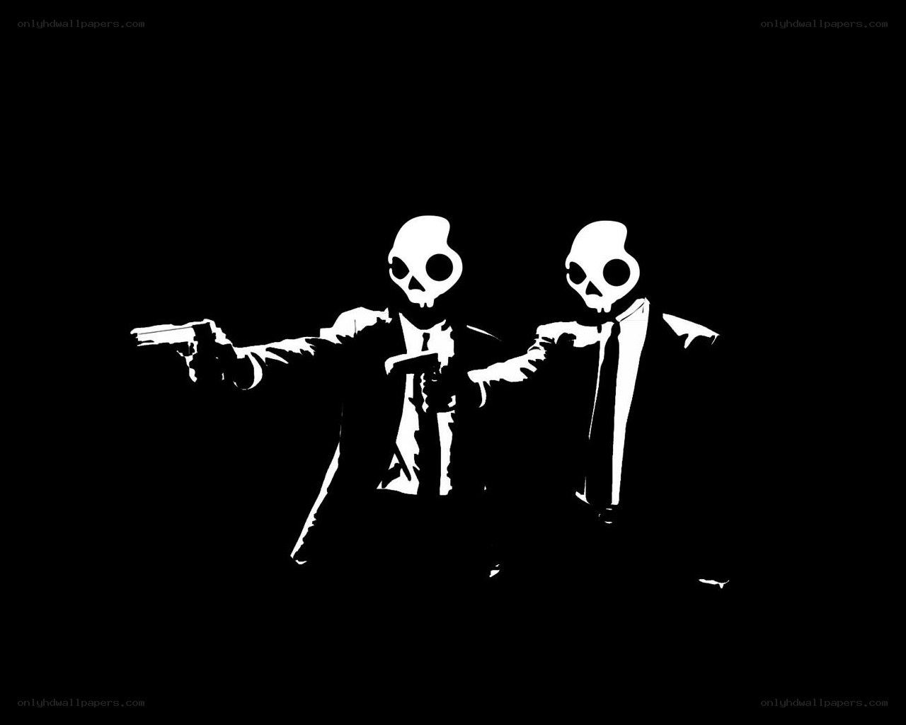 skull figures with guns