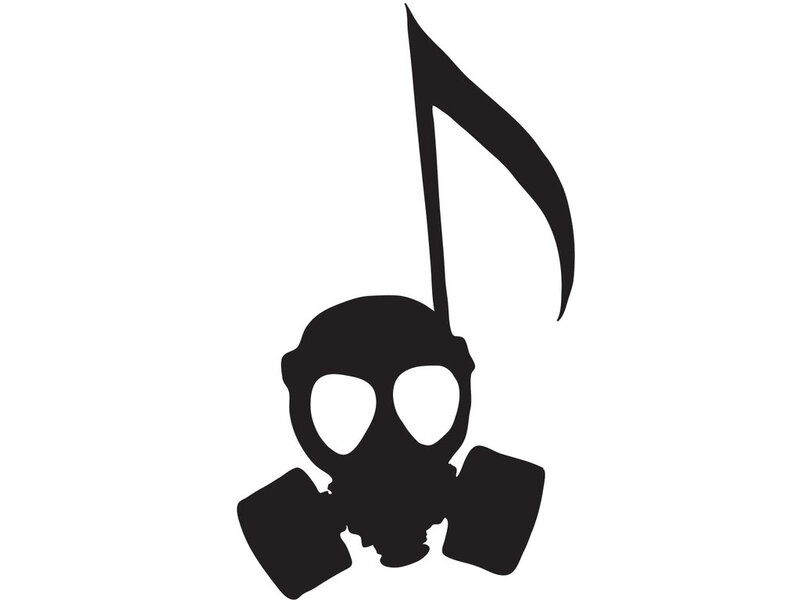 skull gas mask music note