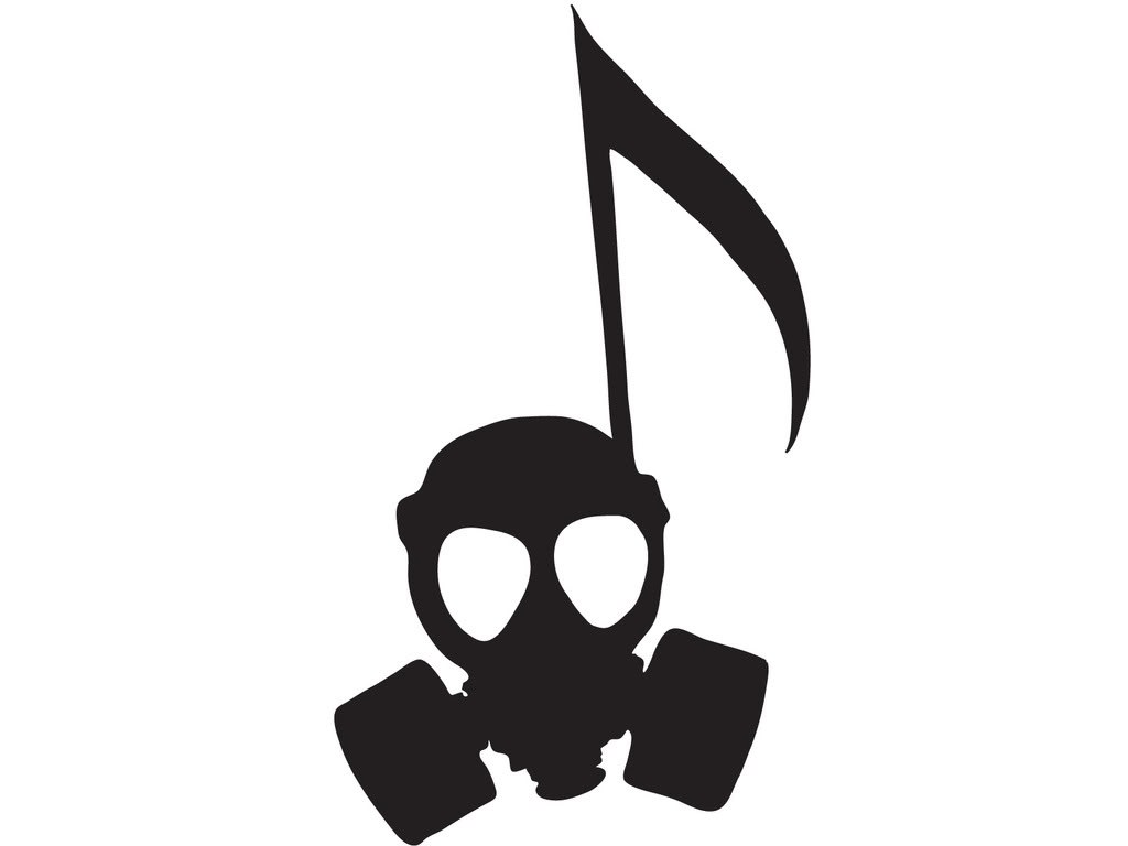 skull gas mask music note