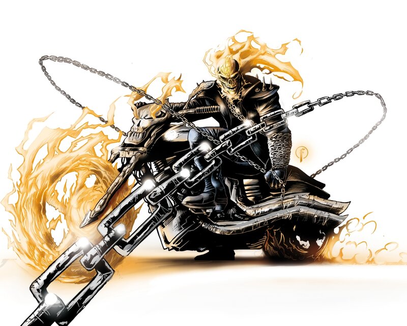 Skull-headed Rider on Motorcycle — Black