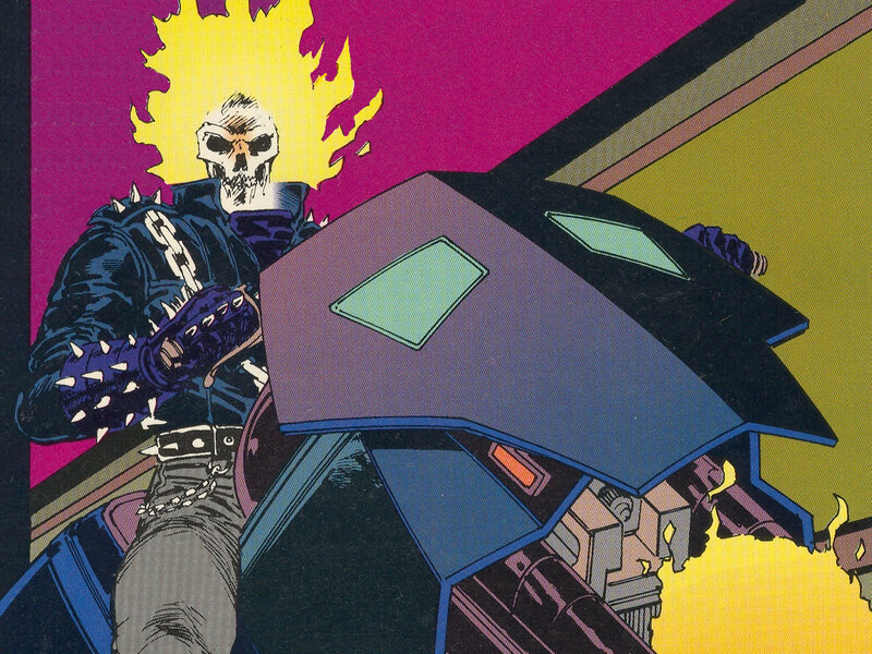 Skull-headed Rider on Motorcycle — Purple