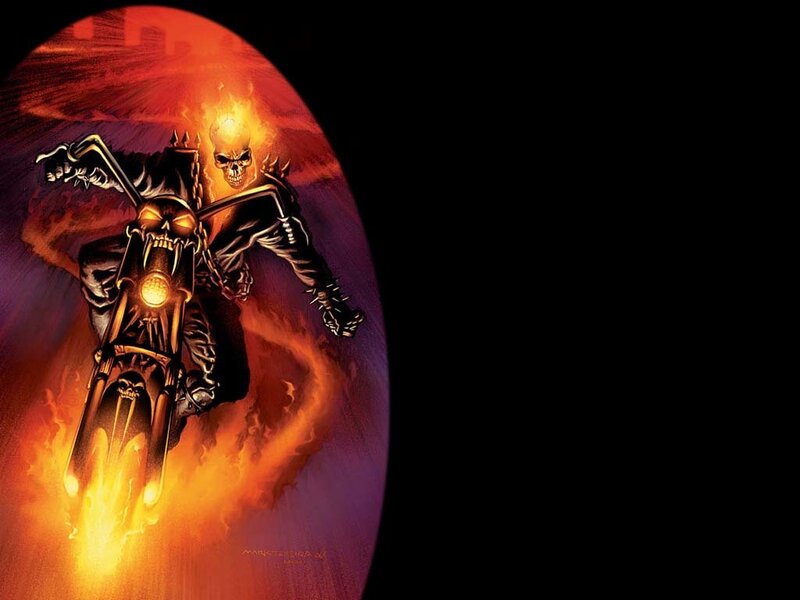 Skull-headed Rider on Motorcycle