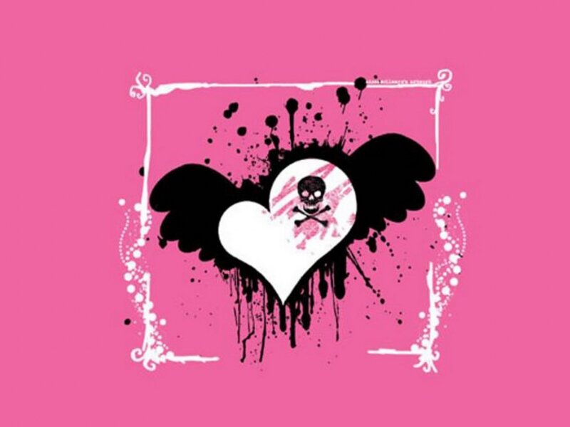 skull heart with wings