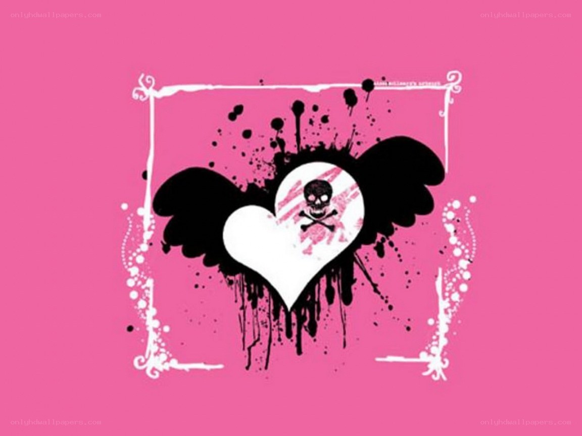 skull heart with wings