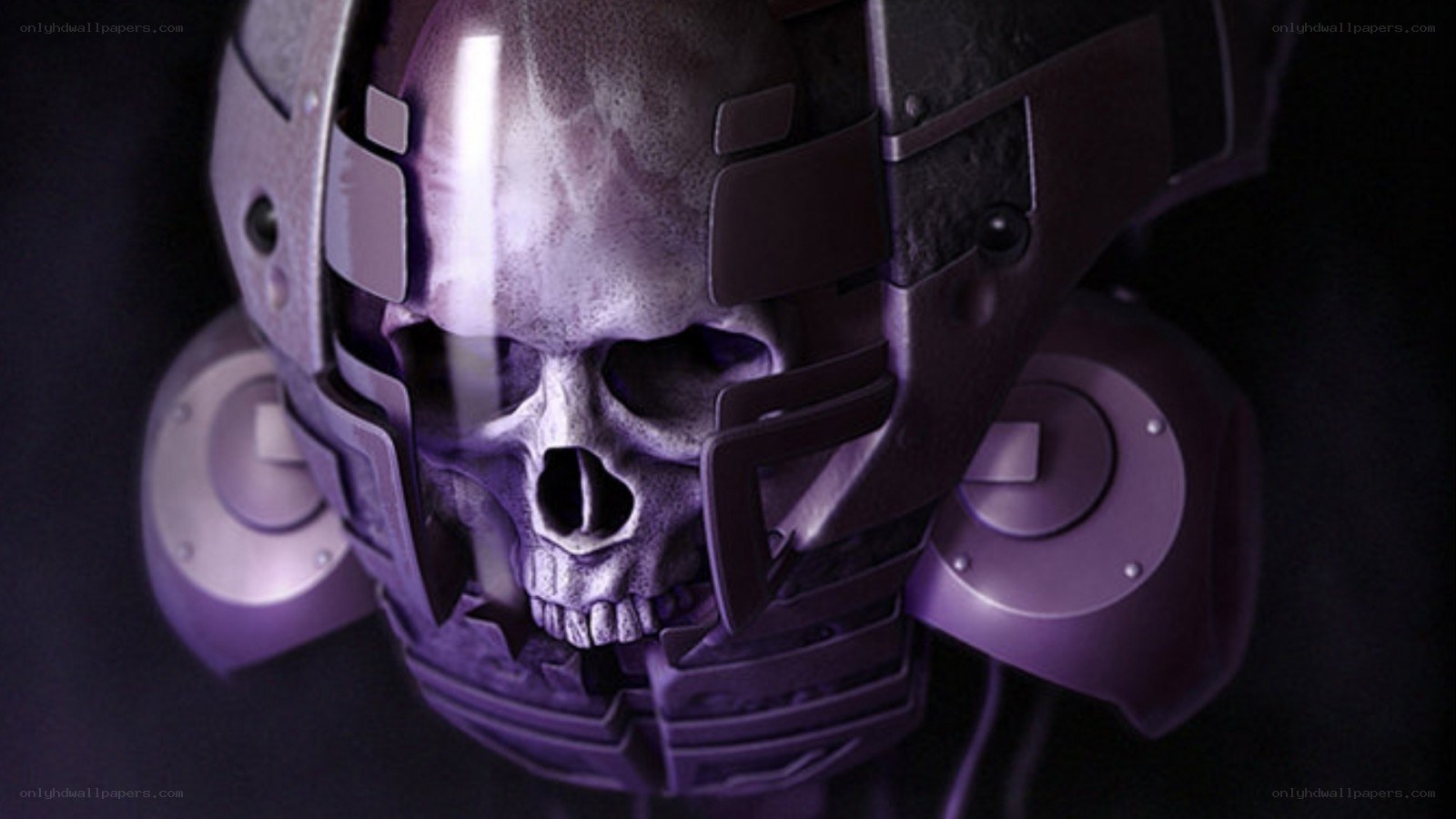 skull helmet in purple light