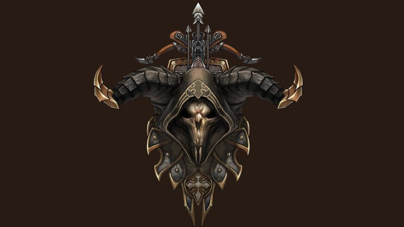 Skull Helmet with Horns — Brown, Dark