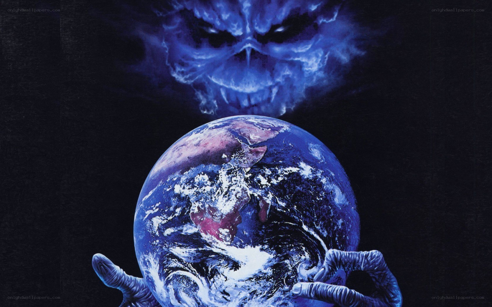 skull holding the earth