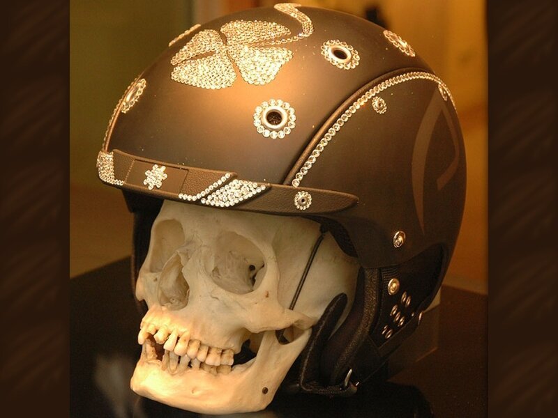 Skull in a decorated helmet