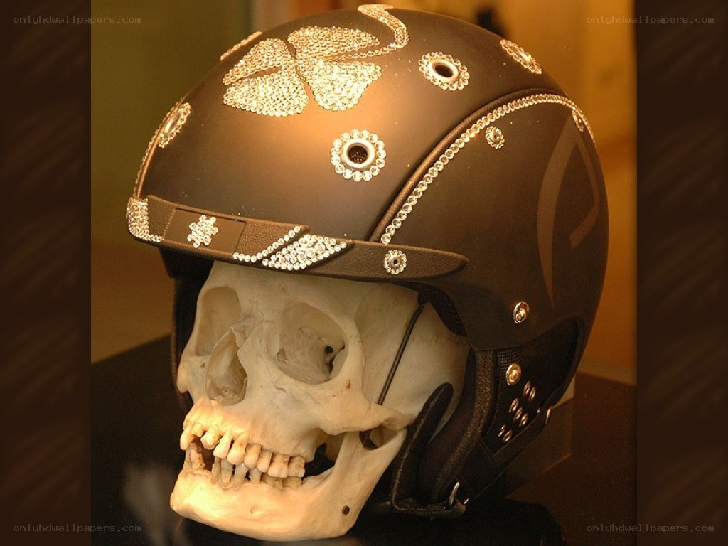 Skull in a decorated helmet