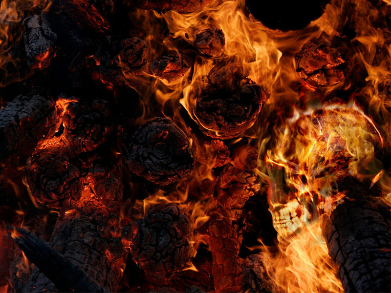 skull in a fire