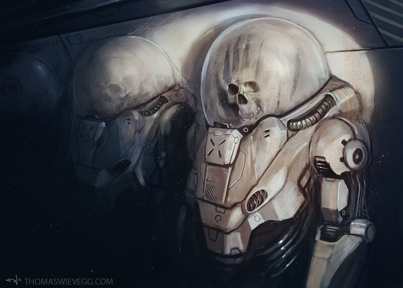 Skull in a futuristic helmet