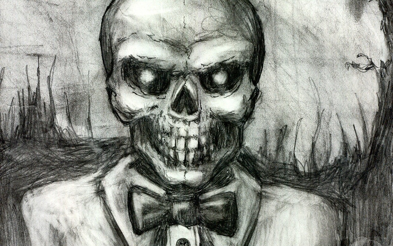 skull in a tuxedo