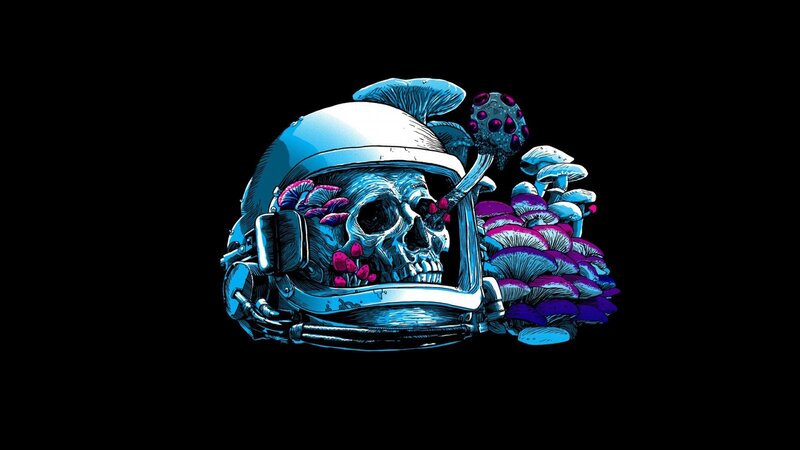 Skull in Astronaut Helmet — Blue, Dark