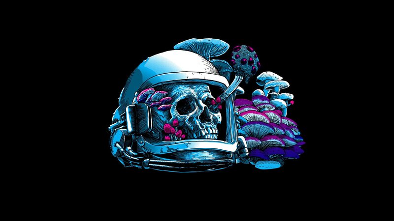 Skull in Astronaut Helmet — Blue