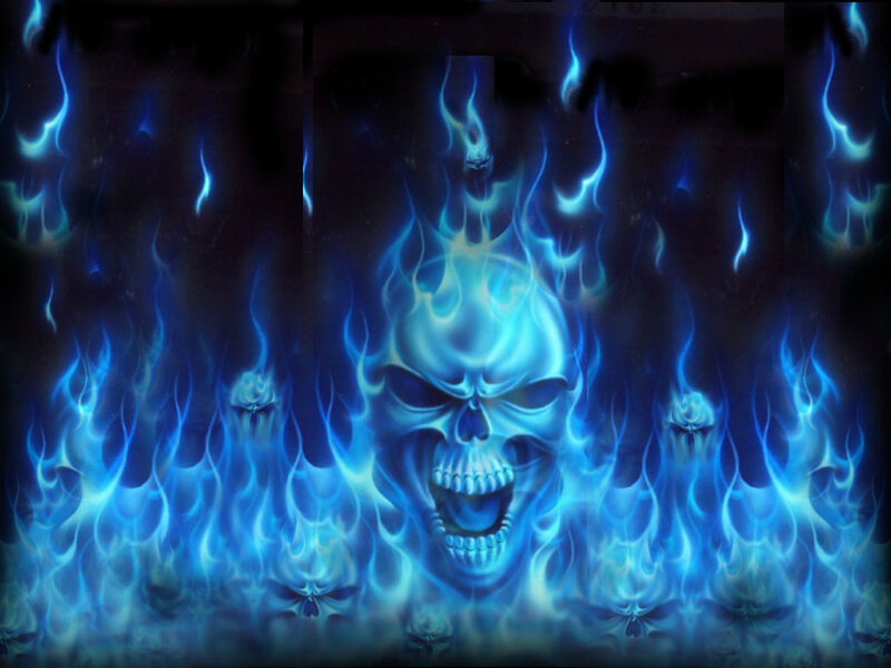 Skull in Blue Flames