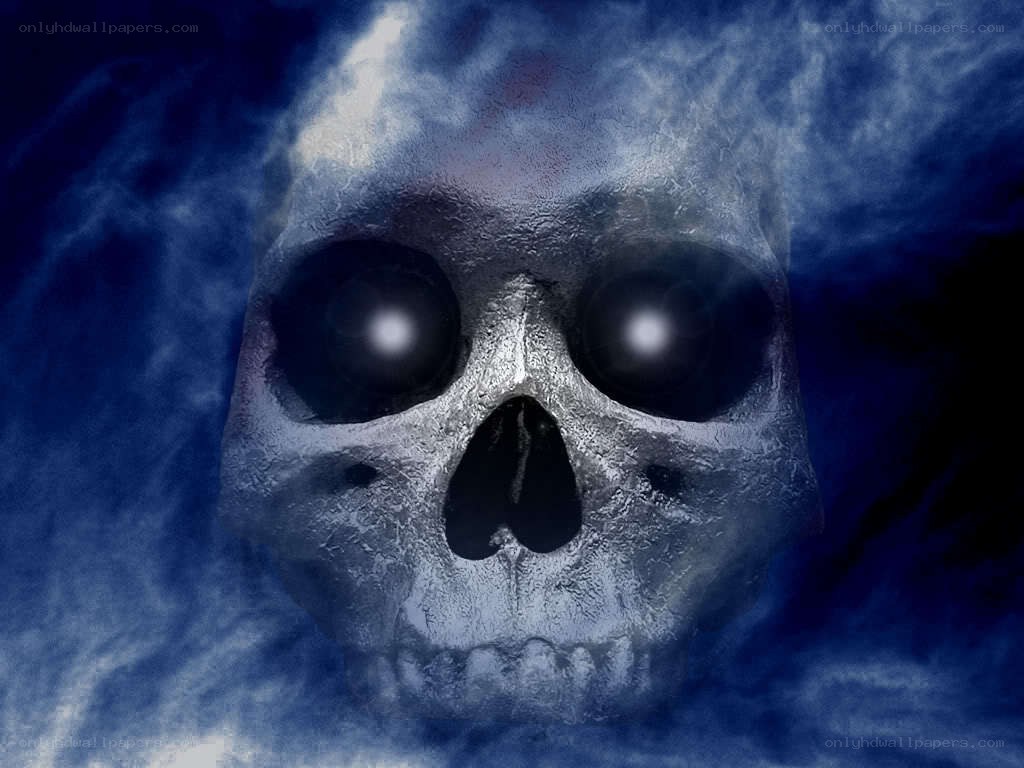 skull in blue mist