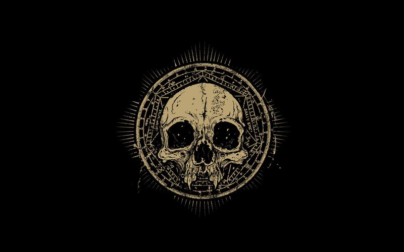 Skull in Circular Design — Black, Dark, Illustration, Circle