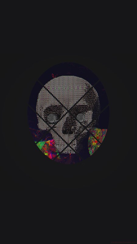 Skull in Circular Frame — Black, Dark