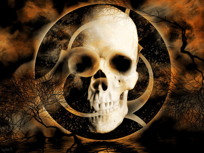 Skull in Circular Frame — Black