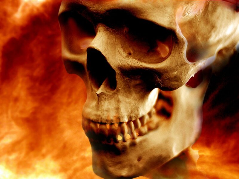 skull in flames