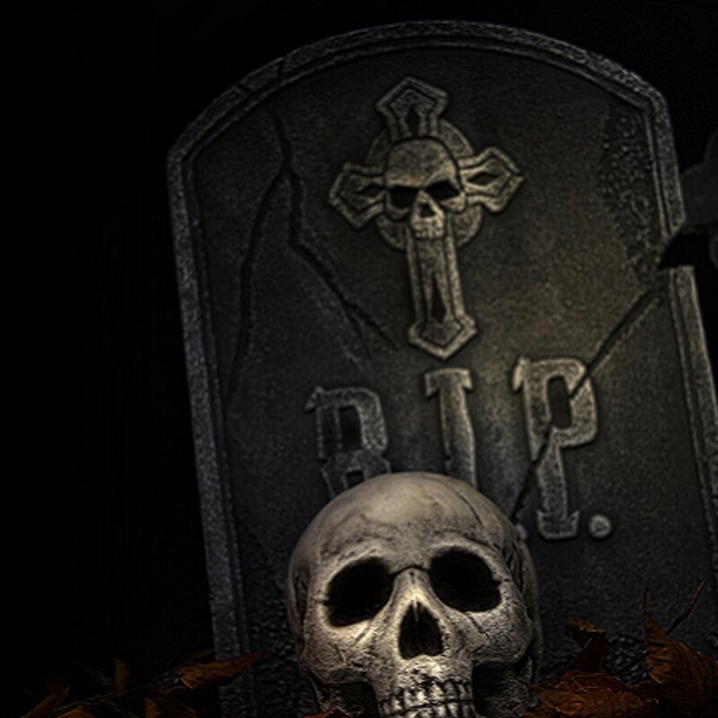 Skull in Front of Tombstone