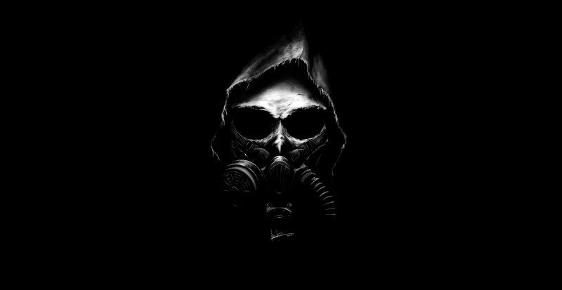 Skull in Gas Mask — Black, Dark