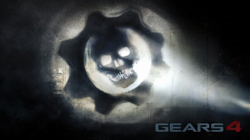 Skull in Gear Symbol — Black, Dark, Dramatic