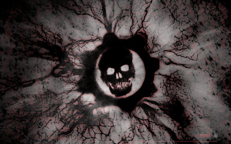 Skull in Gear Symbol — Black